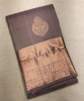 Wenge Kanjivaram Saree with Broad Zari Border - MIRASILKS Wenge Kanjivaram Saree with Broad Zari Border